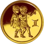 Монета "Близнецы", ММД, 2003 г., Золото, 3,11 гр., проба 999, РОССИЯ