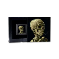 Монета "Череп скелета с горящей сигаретой. Винсент Ван Гог",  2025 г., Серебро, 31,1 гр., проба 999, КАМЕРУ