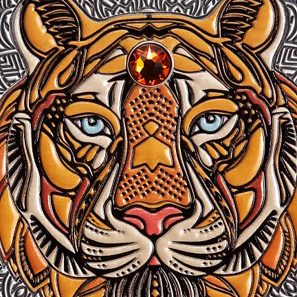 Монета "Тигр. Mandala Art", 2022 г., Серебро, 62,2 гр., проба 999, НИУЭ