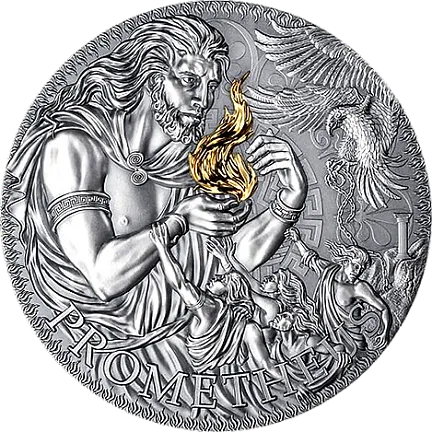 Монета "Прометей", 2023 г., Серебро, 93,3 гр., проба 999, КАМЕРУН