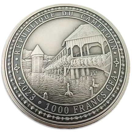 Монета «Печальный лев Люцерна», 2023 г., Серебро, 31,1 гр., проба 999, КАМЕРУН