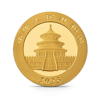 Монета "Панда", 2025 г., Золото, 15 гр., проба 999, КИТАЙ