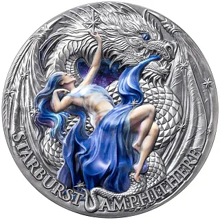 Монета "Звезда Амфитера Дракон", 2023 г., Серебро, 62,2 гр., проба 999, КАМЕРУН