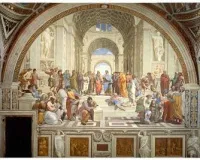 Монета "Афинская школа 1509-1511 гг.",  Рафаэль.,  2025 г., Серебро, 31,1 гр., проба 999, КАМЕРУН