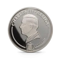 Монета "Магнолия. Коллекция "Золотой цветок"", 2025 г., Серебро, 31,1 гр., проба 999, САМОА