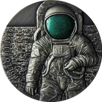 Монета "Аполлон-11. 50 лет высадки на Луну",  2019 г., Серебро, 93,3 гр., проба 925, КАМЕРУН