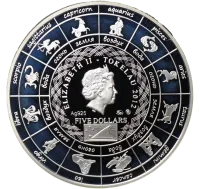 Монета "Телец. Знаки зодиака", 2012 г., Серебро, 31,1 гр, ппроба 925, ТОКЕЛАУ