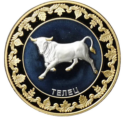 Монета "Телец. Знаки зодиака", 2012 г., Серебро, 31,1 гр, ппроба 925, ТОКЕЛАУ