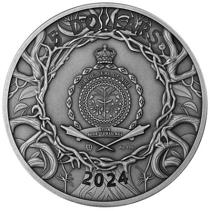 Монета "Таинственное дерево", 2024 г., Серебро, 62,2 гр., проба 999, НИУЭ
