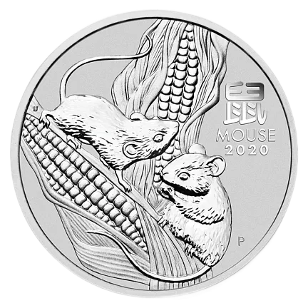Монета "Год Крысы", 2020 г., Серебро, 1 000 гр., проба 999.9, АВСТРАЛИЯ