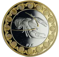 Монета "Рак. Знаки зодиака", 2012 г., Серебро, 31,1 гр, ппроба 925, ТОКЕЛАУ