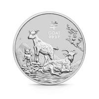 Монета "Лунный календарь Год Козы", 2027 г., Серебро, 15,55 гр., проба 9999, АВСТРАЛИЯ