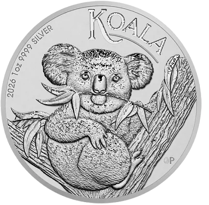 Монета "Коала", 2026 г., Серебро, 31,1 гр., проба 999.9, АВСТРАЛИЯ