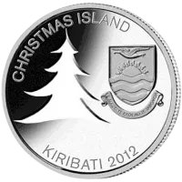 Монета «Рождественское дерево»,  2012 г., Серебро, 57,54 гр., проба 925, КИРИБАТИ