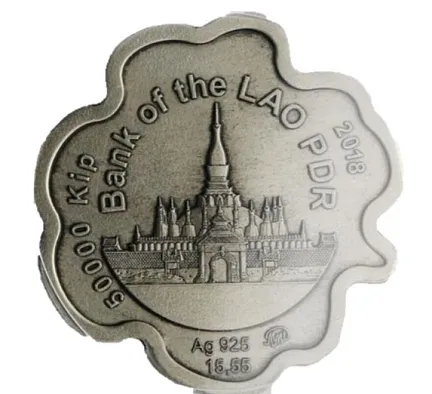 Монета "Клевер", 2018 г., Серебро, 15,55 гр., проба 925, ЛАОССКАЯ НАРОДНО-ДЕМОКРАТИЧЕСКАЯ РЕСПУБЛИКА