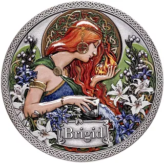 Монета "Богиня здоровья Бригит", 2021 г., Серебро, 50 гр., проба 999, ГАНА