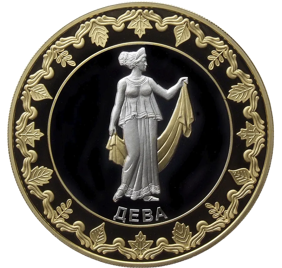 Монета "Дева.Знаки зодиака", 2012 г., Серебро, 31,1 гр, ппроба 925, ТОКЕЛАУ