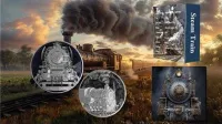 Монета "Паровоз (Серебро)", 2025 г., Серебро, 62,2 гр., проба 999, КАМЕРУН