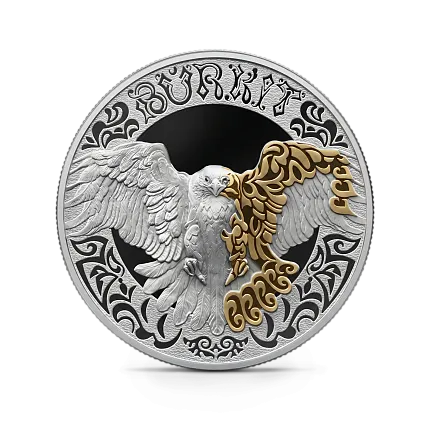 Монета "Беркут", 2022 г., Серебро, 31,1 гр., проба 925, КАЗАХСТАН