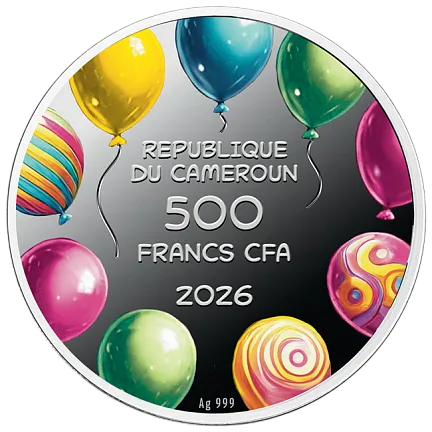 Монета "С Днем Рождения", 2026 г., 17,5 гр., проба 999, КАМЕРУН