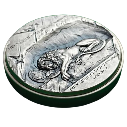 Монета «Печальный лев Люцерна», 2023 г., Серебро, 31,1 гр., проба 999, КАМЕРУН