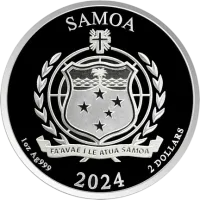 Монета "Золотой орел", 2024 г., Серебро, 31,1 гр., проба 999, САМОА