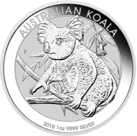 Монета "Коала", 2018 г., Серебро, 31,1 гр., проба 9999, АВСТРАЛИЯ