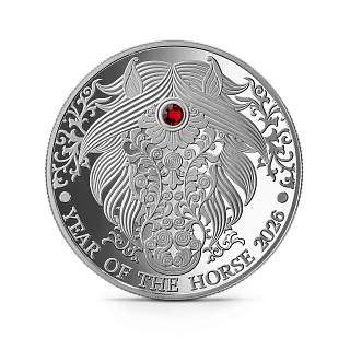 Монета "Год Лошади", 2026 г., Серебро, 15,55 гр., проба 999, ГАНА