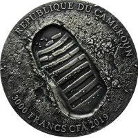 Монета «Аполлон-11. 50 лет высадки на Луну»,  2019 г., Серебро, 93,3 гр., проба 925, КАМЕРУН