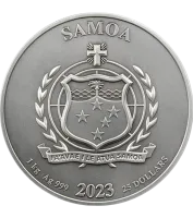 Монета "Викинги ", 2023 г., Серебро, 1 000 гр., проба 999, САМОА