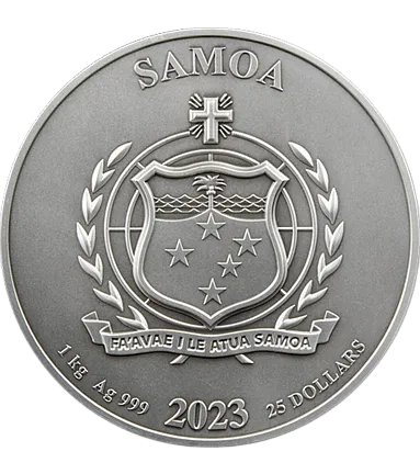 Монета «Викинги », 2023 г., Серебро, 1 000 гр., проба 999, САМОА