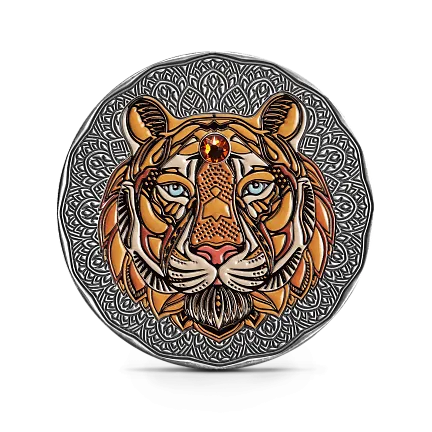 Монета "Тигр. Mandala Art", 2022 г., Серебро, 62,2 гр., проба 999, НИУЭ